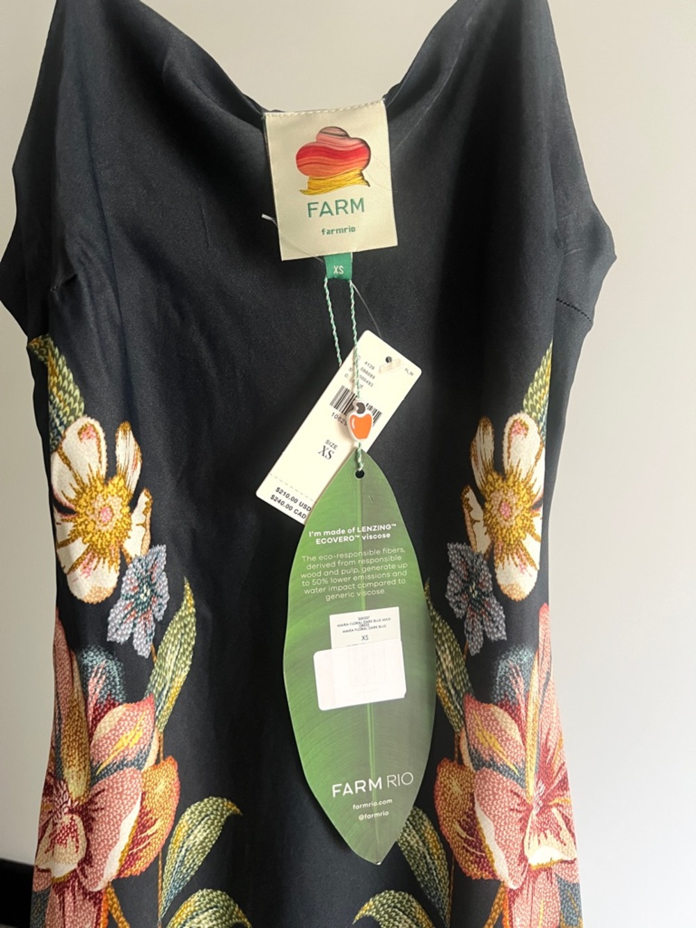 FARM Rio Dark Blue Maira Floral Lenzing™ Ecovero™ Viscose Maxi Dress Size XS NWT - Picture 6 of 16
